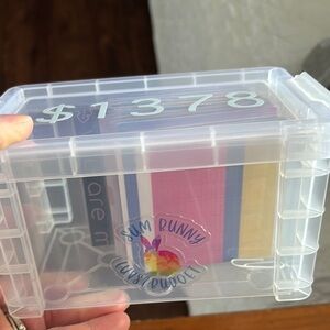 52 Week Savings Challenge Clear Storage Box with Colorful Cards